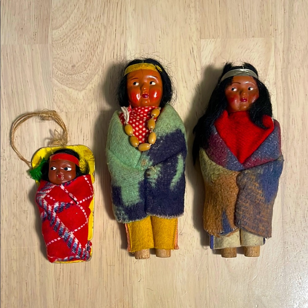 3 Vintage Skookum Dolls